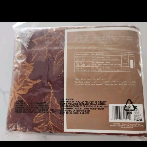 Sandra By Sandra Lee Harvest Entertaining Tablecloth Rust Orange Leaves 60 X 102 - Picture 4 of 4